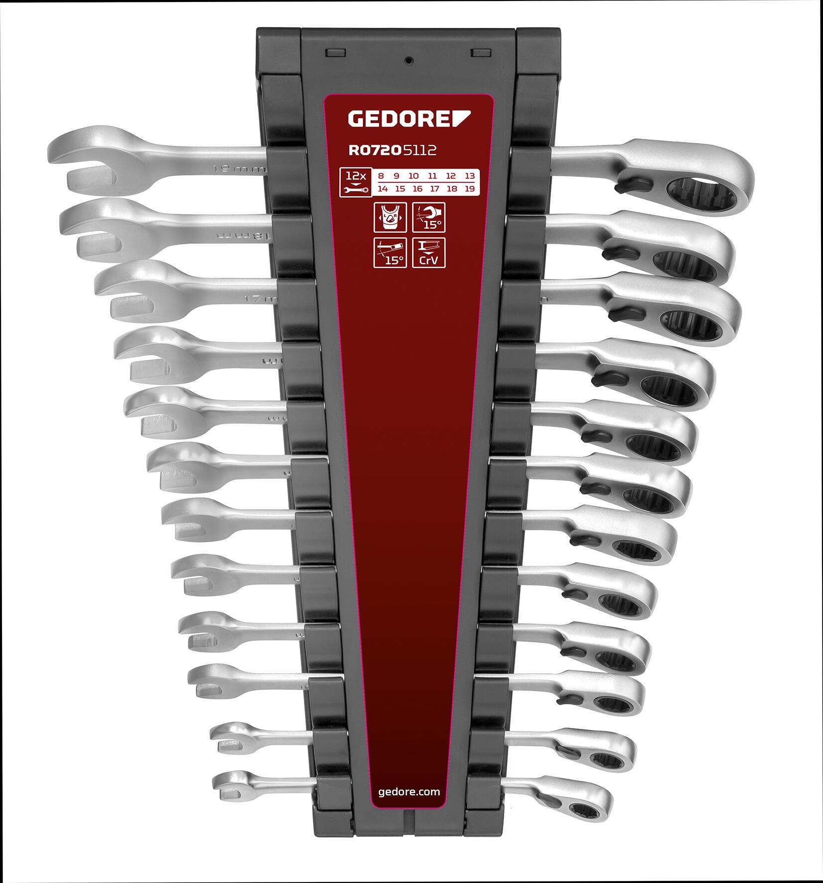 Comb.ratchet span.set rev. 8-19mm 12pcs