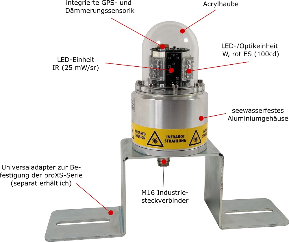 pro100XS-IR AVV Flughindernisbefeuerung W,rot ES + Infrarot AVV