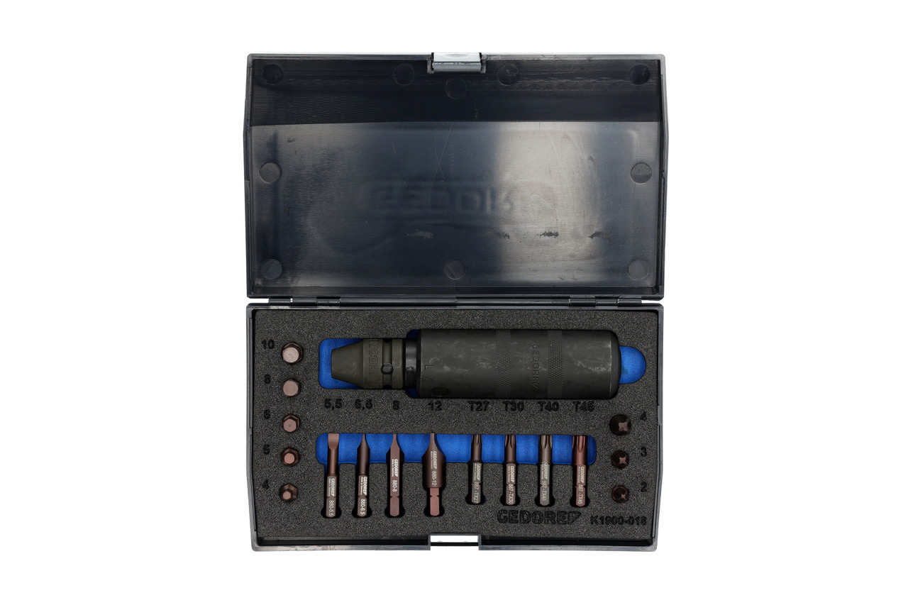 Hand-operated impact driver set 1/2", 18 pcs Hand-operated impact driver set 1/2", 18 pcs