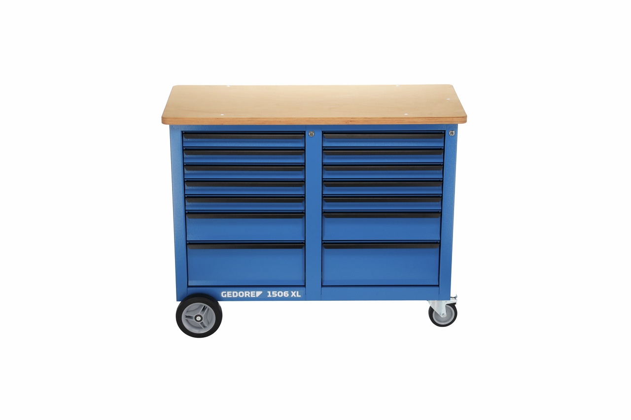 Mobile workbench 1.25 m wide with 2x 7 drawers