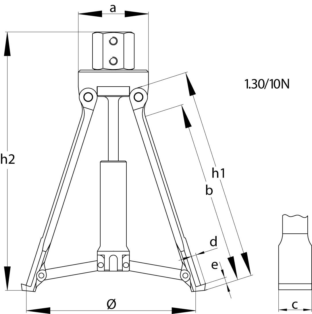 Internal extractor reinforced shoulder 60-160 mm