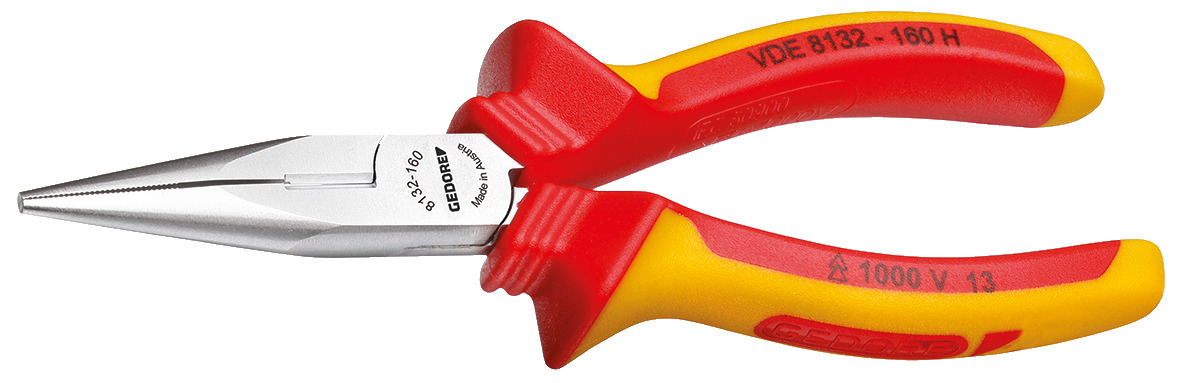 VDE Needle nose pliers with VDE insulating sleeves