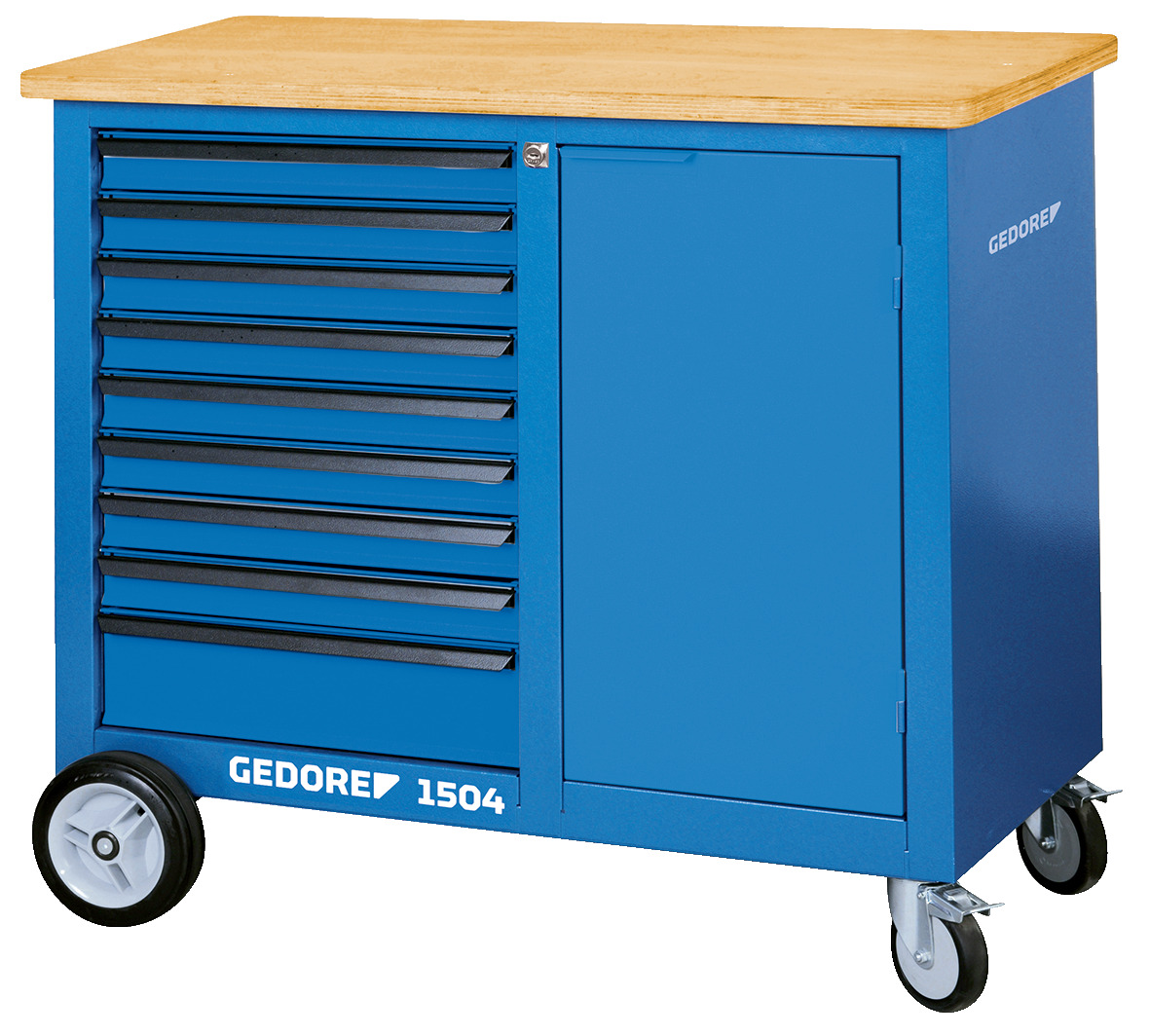 Mobile workbench with 9 drawers