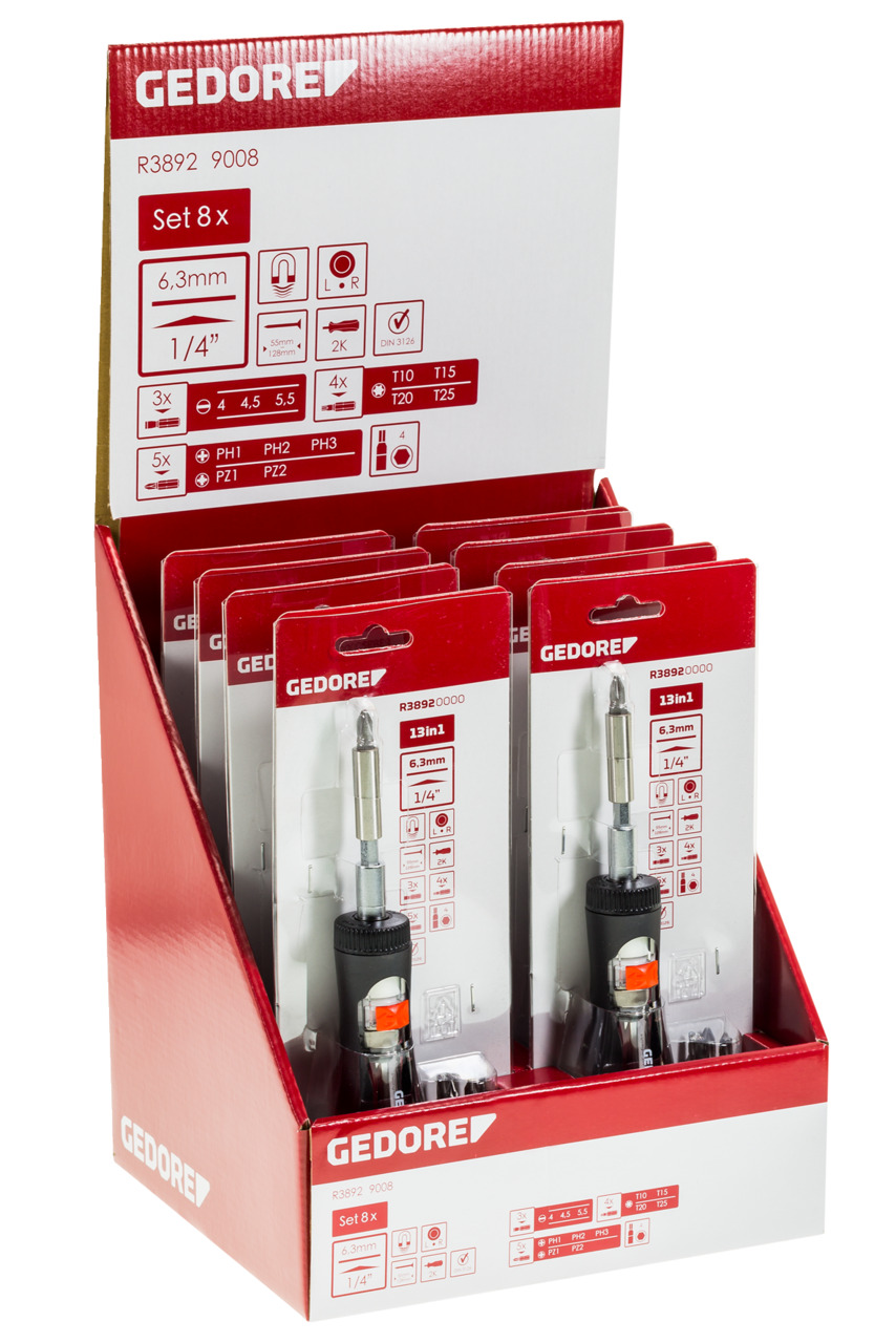 Display 8x ratschet screwdr.telesc.shaft