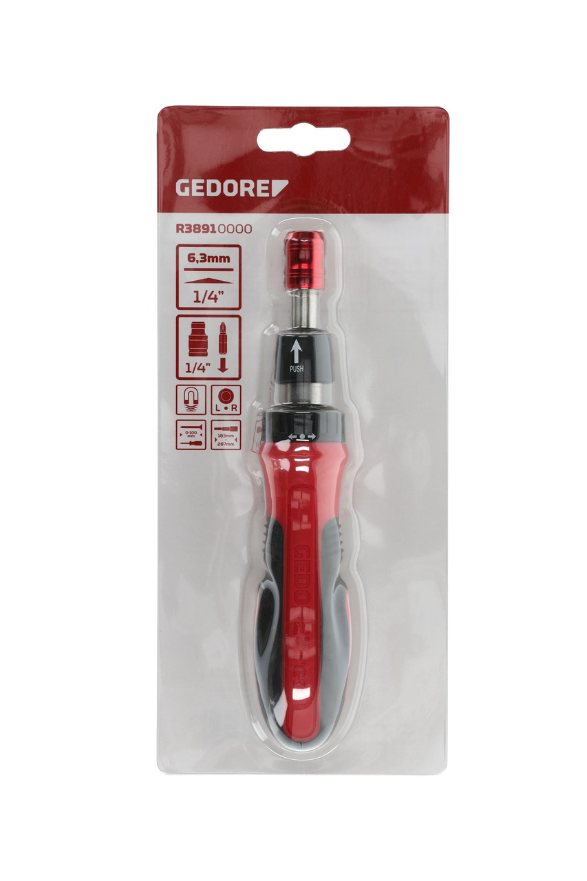 Ratchet screwdriver 1/4 w.telesc.shaft