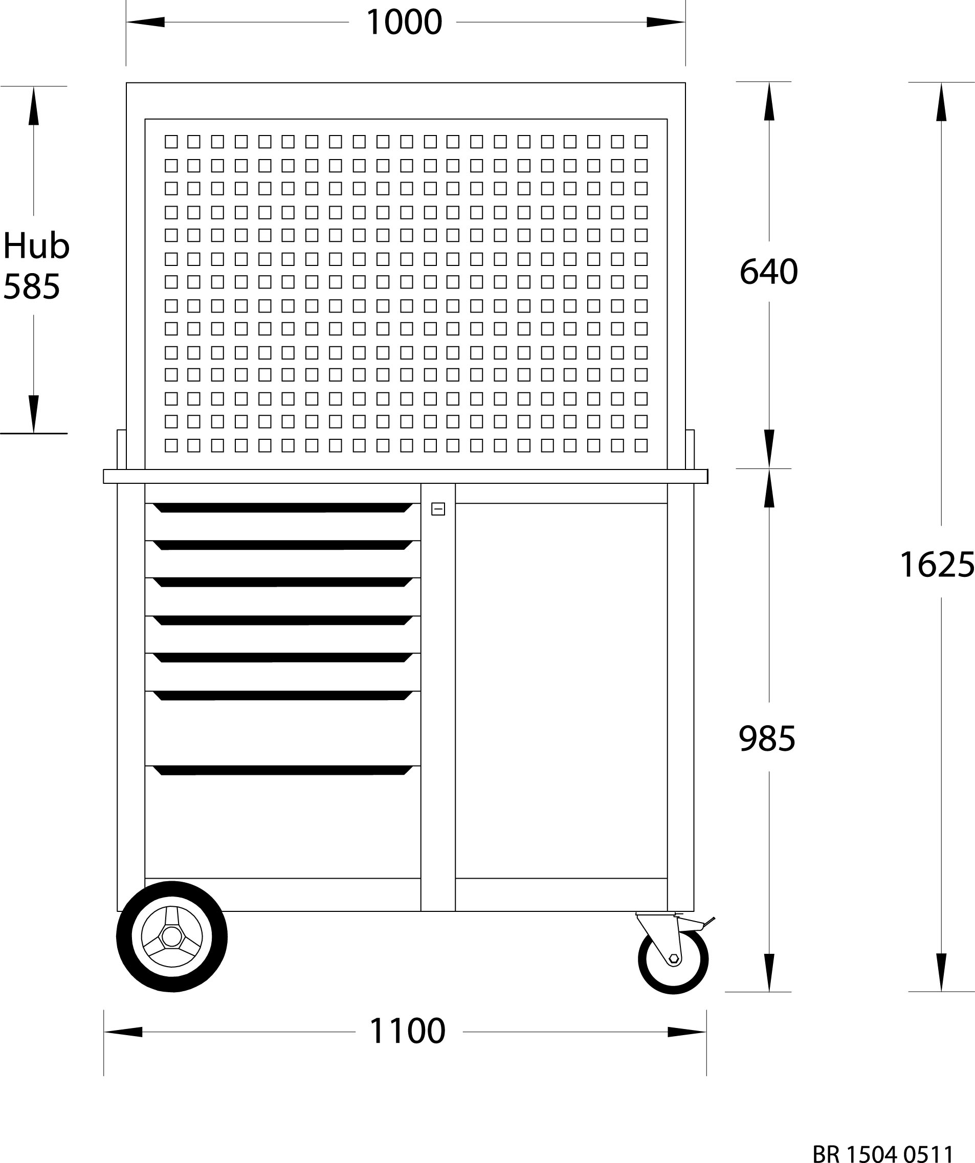 Workbench with rear panel