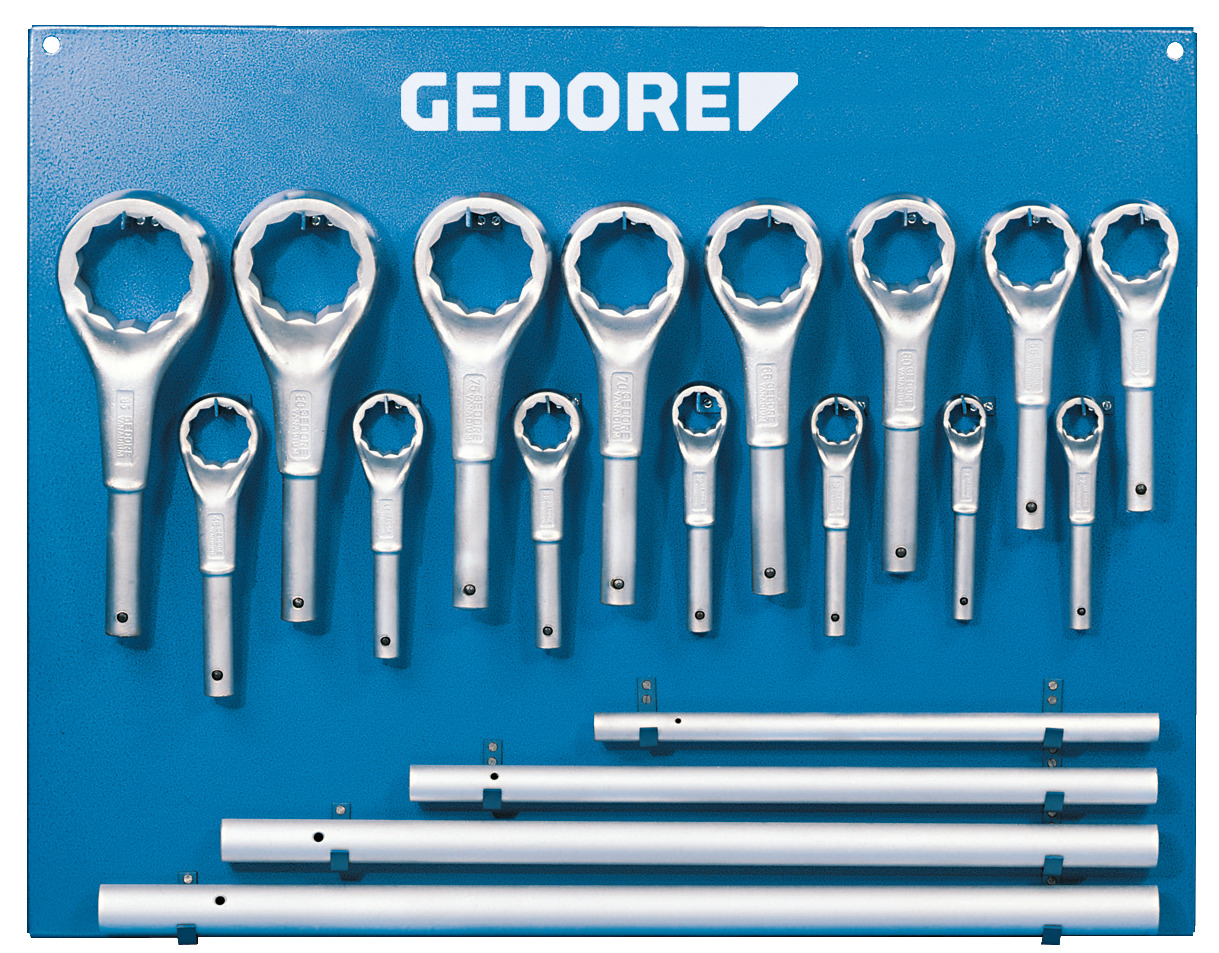 Single ended ring spanner set 19 pcs 24-85 mm