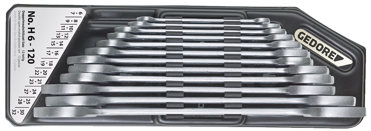 Double open ended spanner set with holder 12 pcs