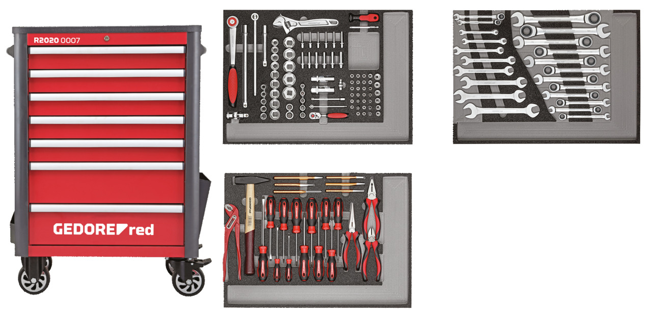 Tool set in t.trolley WINGMAN red 129pcs