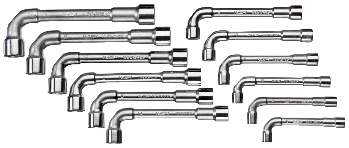 Double ended socket wrench set 12 pcs 8-19 mm