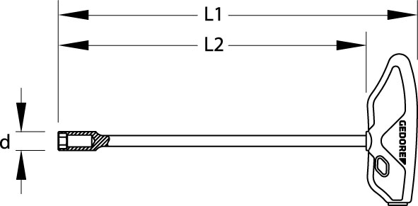 Socket wrench with 2C-T-handle 9 mm