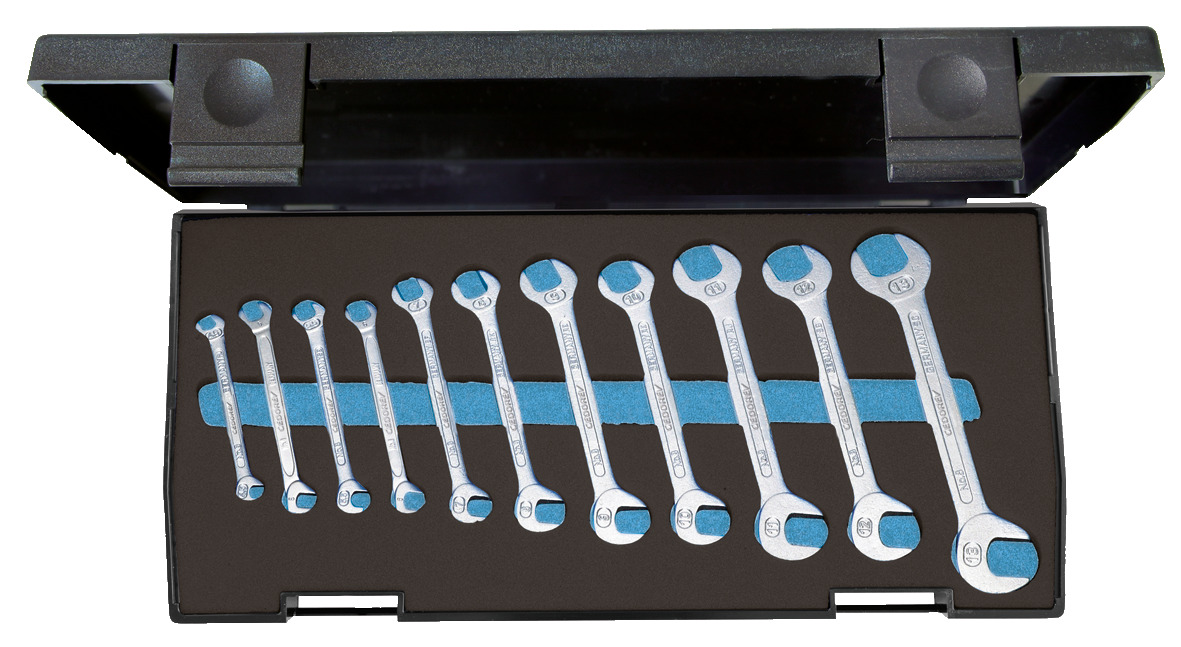 Double ended midget spanner set 11 pcs 4.5-13 mm