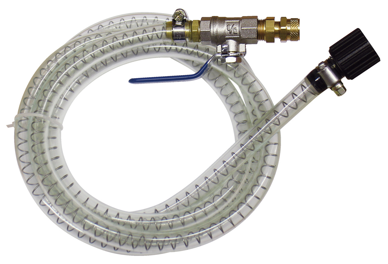 Filling hose with ball valve