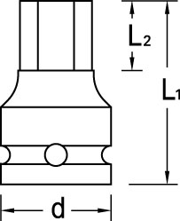 Impact screwdriver bit socket 3/4" in-hex 19 mm