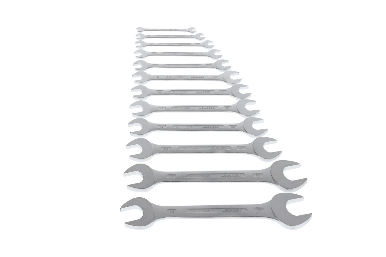 Double open ended spanner set 12 pcs 6-34 mm