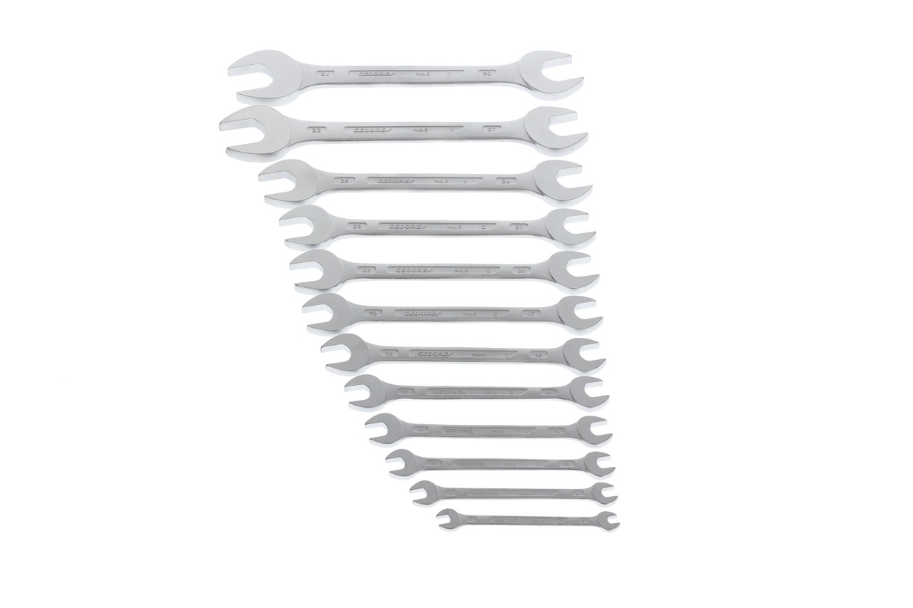 Double open ended spanner set 12 pcs 6-34 mm