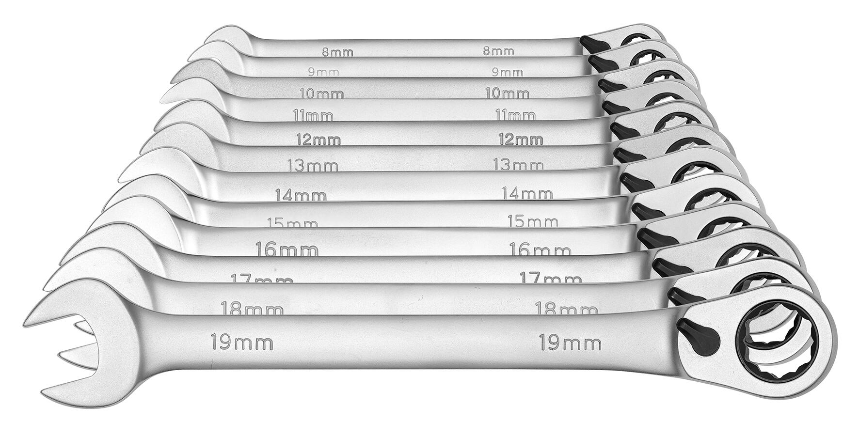 Assortiment de cles mixes a cliquet 8-19mm 12piec.