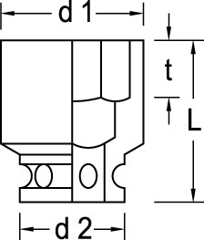 Impact socket 2.1/2" hexagon 115 mm