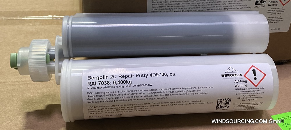 Bergolin Putty 4D9700-HighTemp, ca. RAL7038 , 0,552 kg Kartusche inkl. Mischdüse