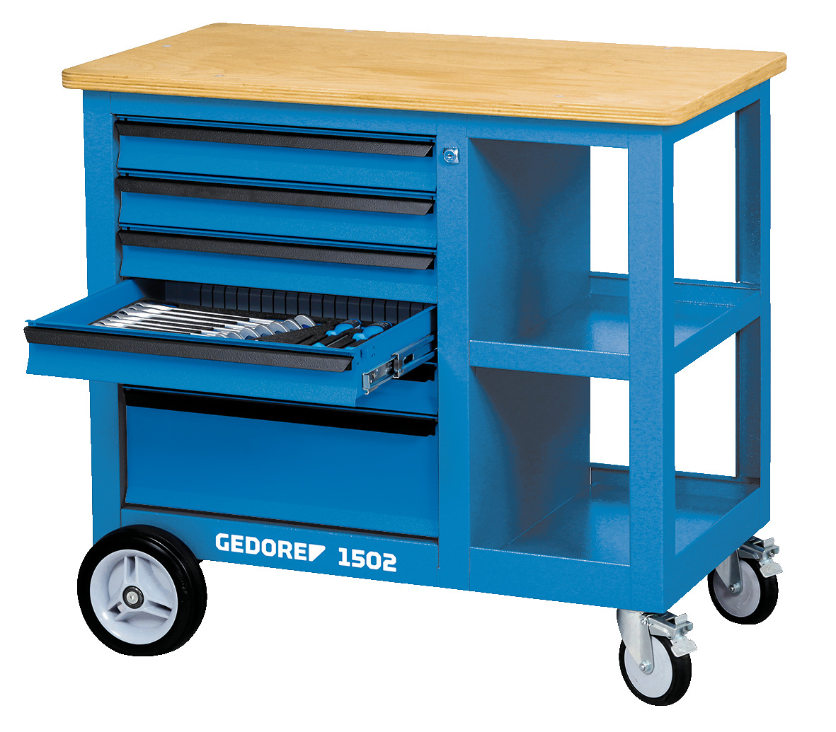 Mobile workbench with 6 drawers and vice Mobile workbench with 6 drawers and vice