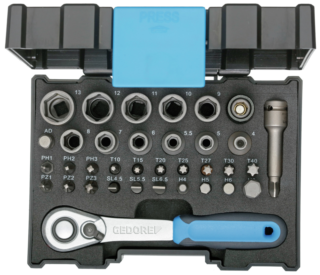 Bit box with ratchet 1/4" 35 pcs