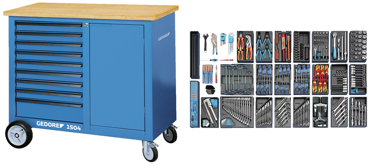Mobile workbench with tool assortment