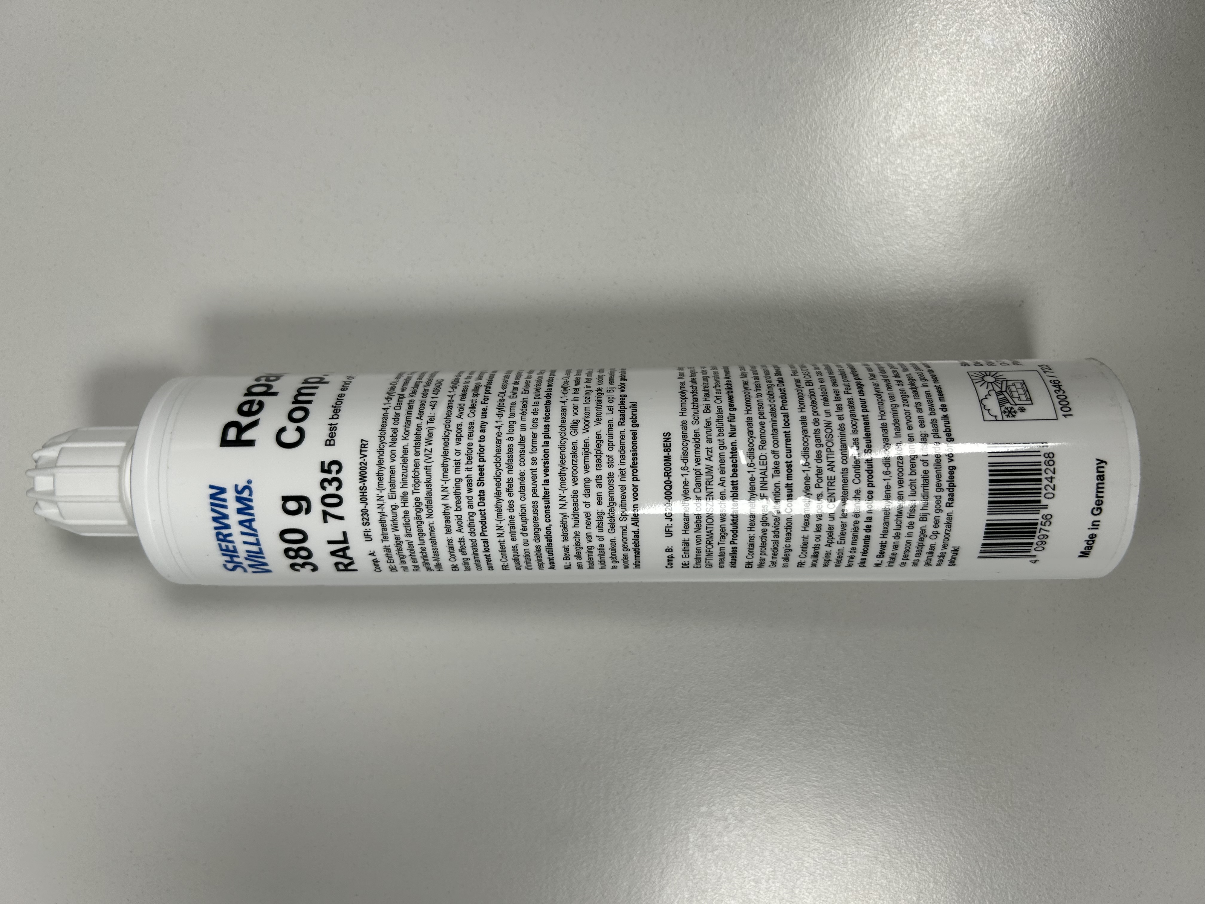 Repacor SW-1000 (AB), RAL 7035 light gray, 380g cartridge incl. mixing nozzle