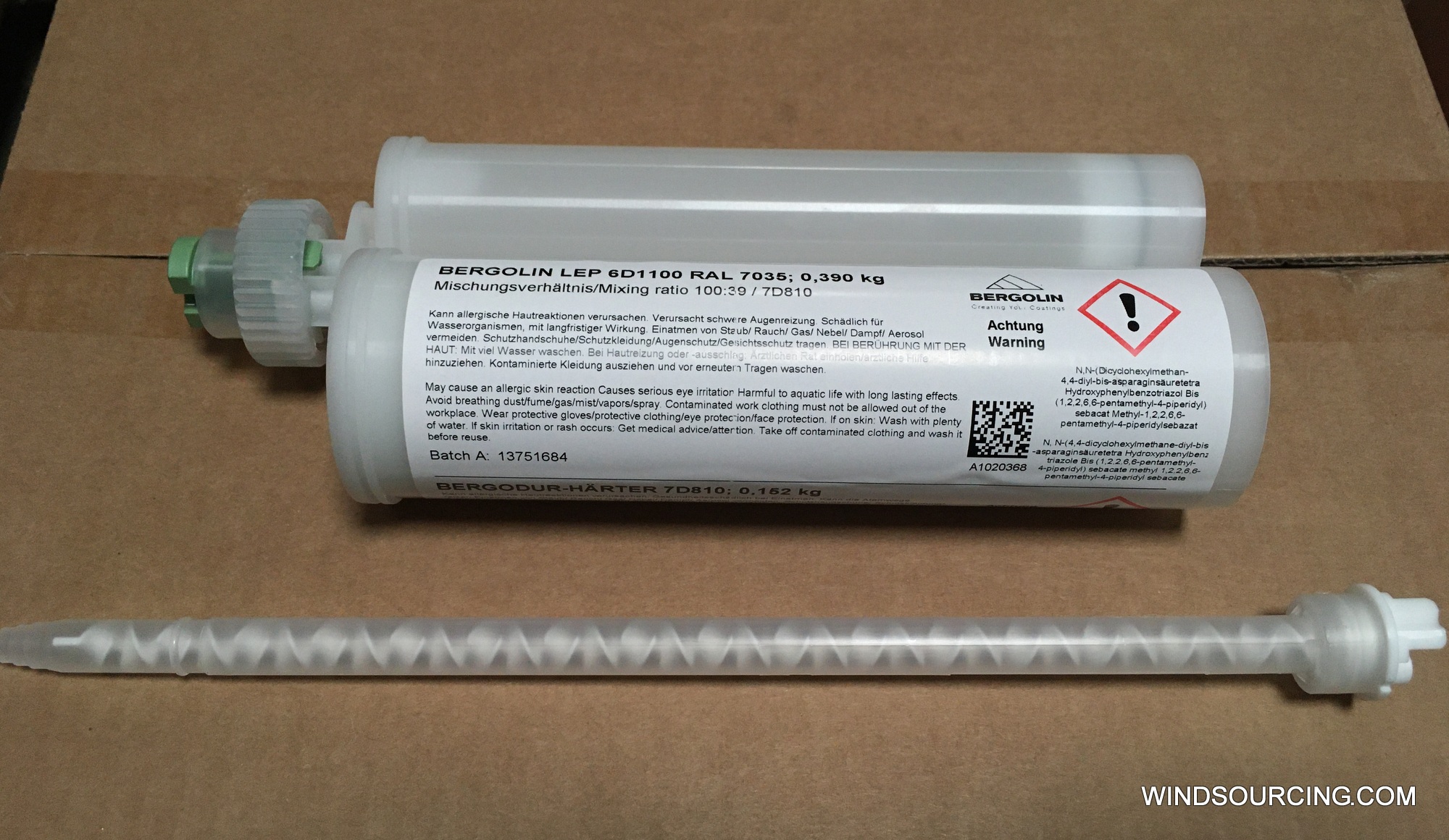 Bergolin LEP (leading edge protection) 6D1100, RAL 3020, 0,542 kg Kartusche inkl. Mischdüse