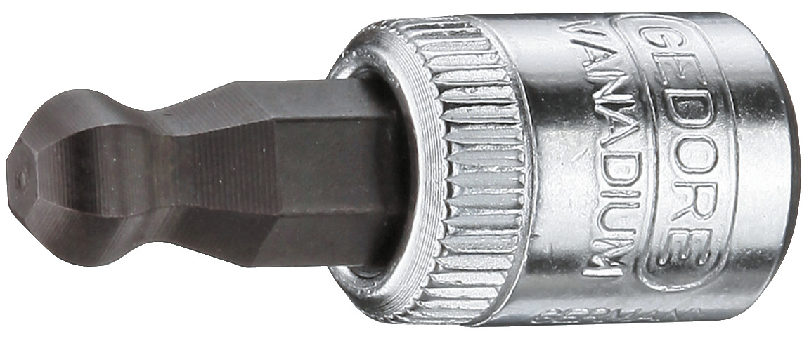 Screwdriver bit socket 1/4" ball-end in-hex 6 mm