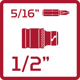 Bit adapter 1/2 sq. x 5/16 hex. l.38mm