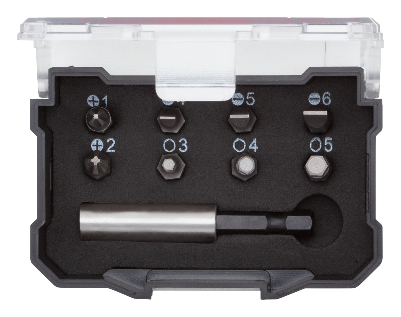 Bit box 1/4 PH+SL+hex.+bit holder 9pcs