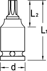 Impact screwdriver bit socket 1/2" TORX T60