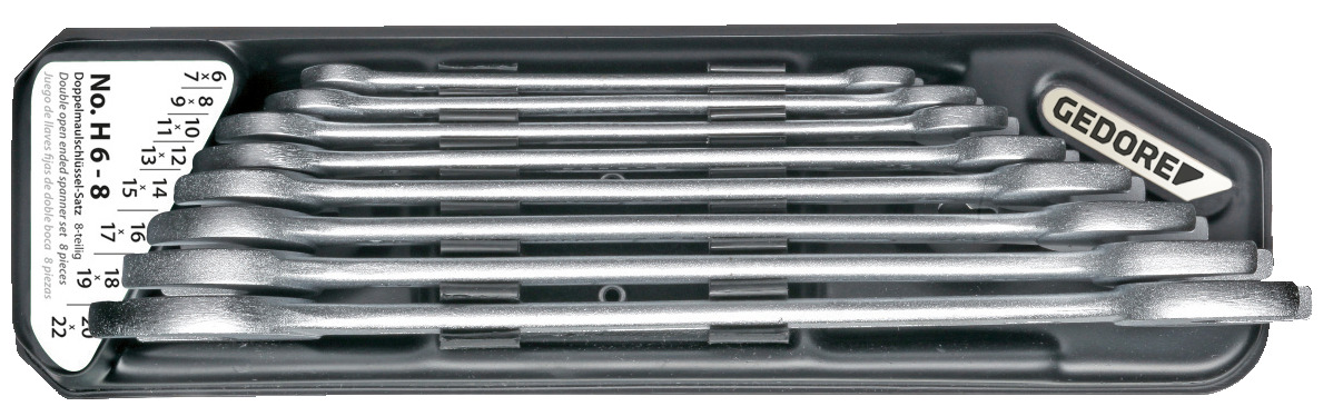 Double open ended spanner set with holder 8 pcs