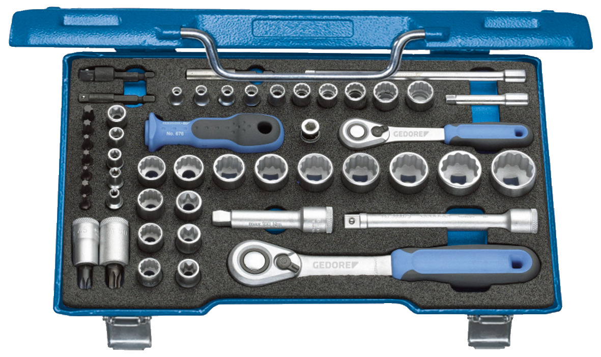 Socket set 3/8" + 1/4, 50 pcs
