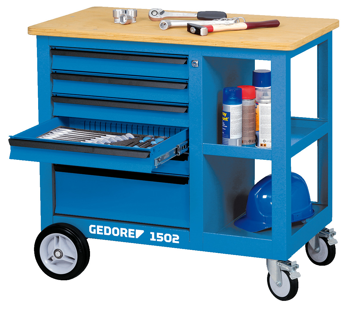 Mobile workbench with 6 drawers and vice Mobile workbench with 6 drawers and vice