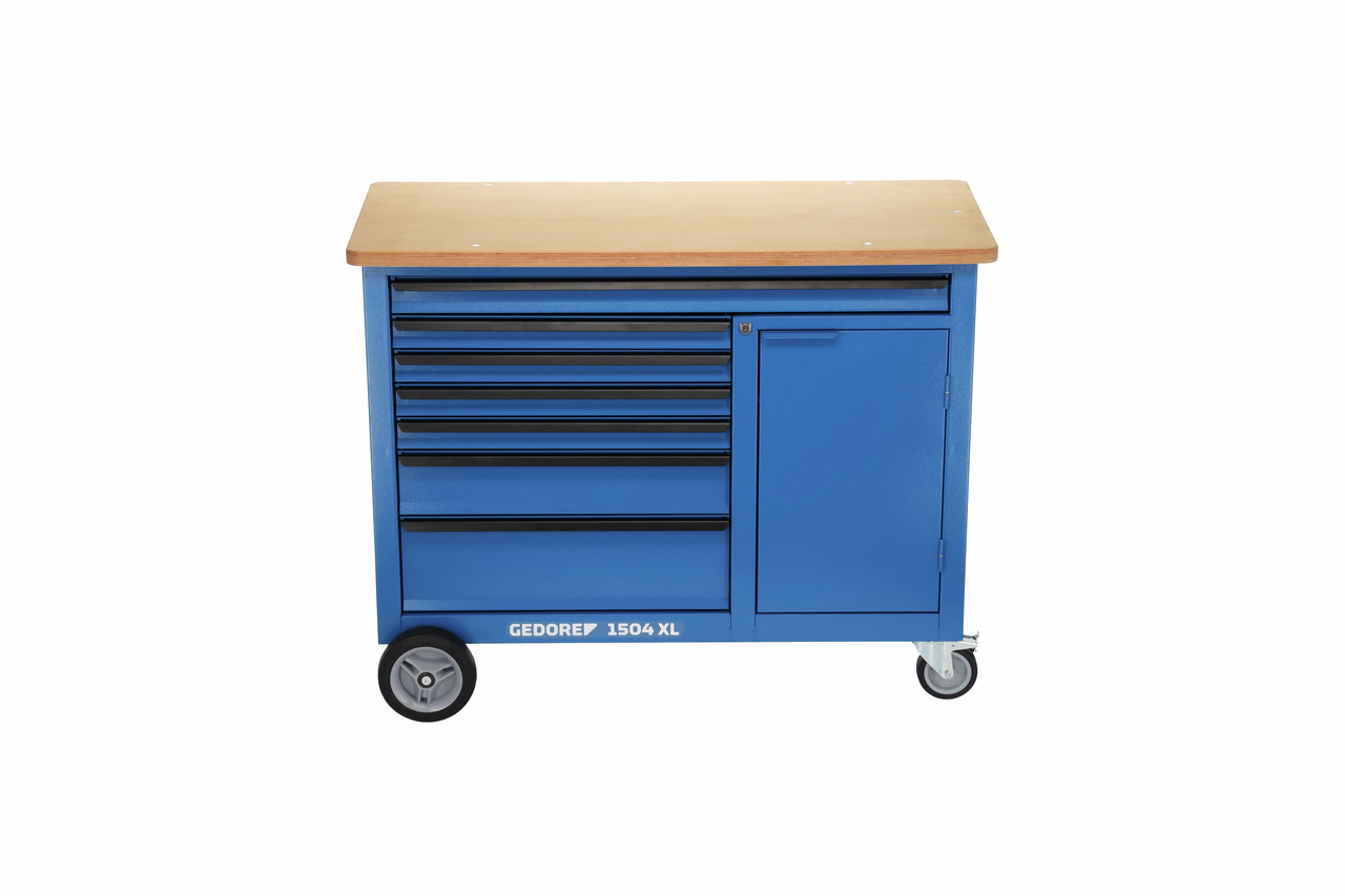 Mobile workbench 1.25 m wide with 7 drawers