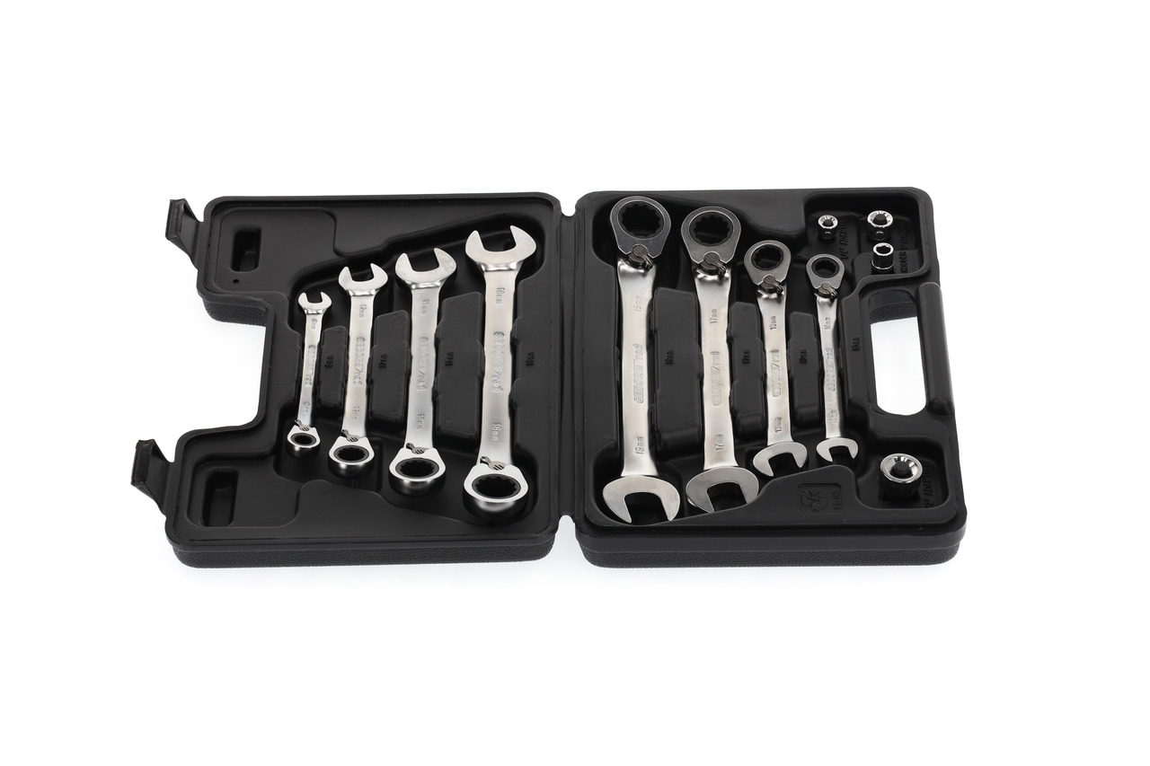 Jeu de clés à cliquet à anneau à extrémité ouverte SW8-19mm 12 pcs