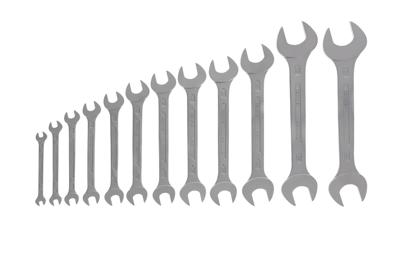 Double open ended spanner set 12 pcs 6-34 mm