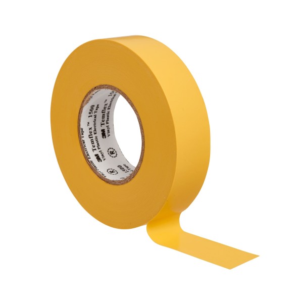 3M™ Temflex™ 1500 Vinyl Electrical Tape, Yellow, 19 mm x 25 m (0.75 in x 82 ft)