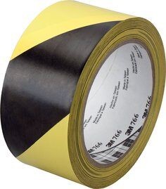 3M Hazard Warning Tape 766i, Yellow/Black, 50 mm x 33 m, Bulk