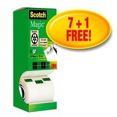 Scotch Magic Invisible Tape Value Pack of 8 Rolls 19mm x 33m