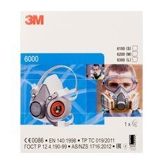 3M Reusable Half Mask Respirator Kit, A2P3 R Filter, Medium Mask, 6223M