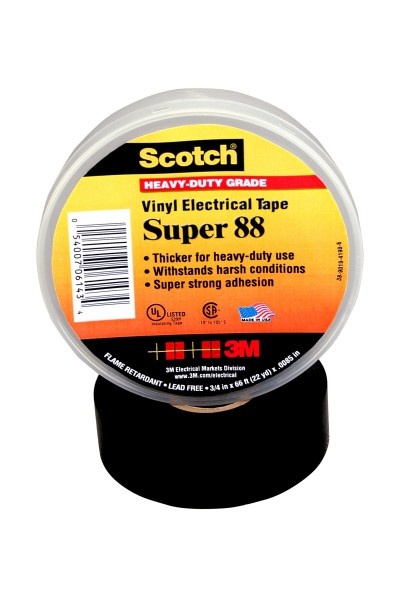 Scotch® Super 88 Vinyl Elektro-Isolierband, Schwarz, 19 mm x 20 m, 0,22 mm, Großpackung