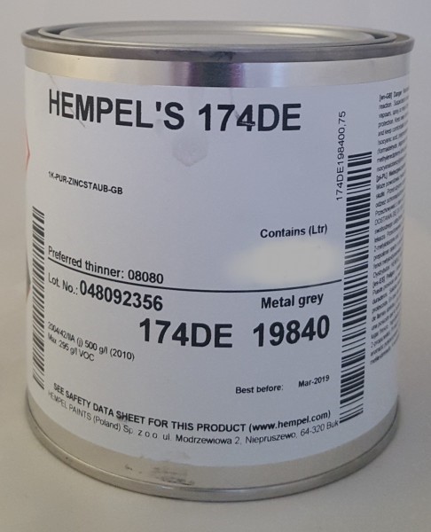 Hempel&#039;s Zinc Primer 16490, Hempel 19840 = metallic grey, 4 Ltr.