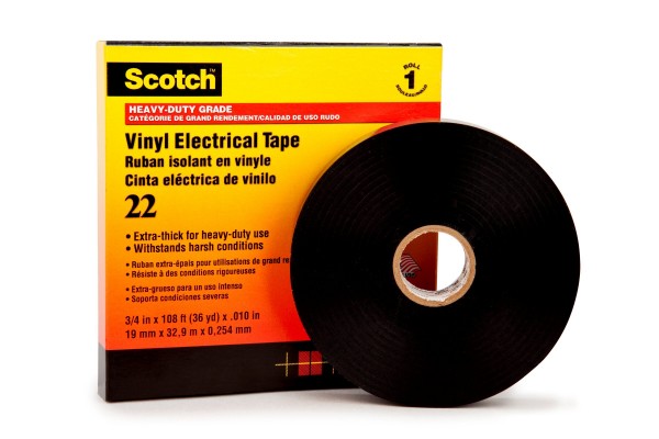 Scotch® 22 Vinyl Elektro-Isolierband, Schwarz, 38 mm x 33 m, 0,25 mm