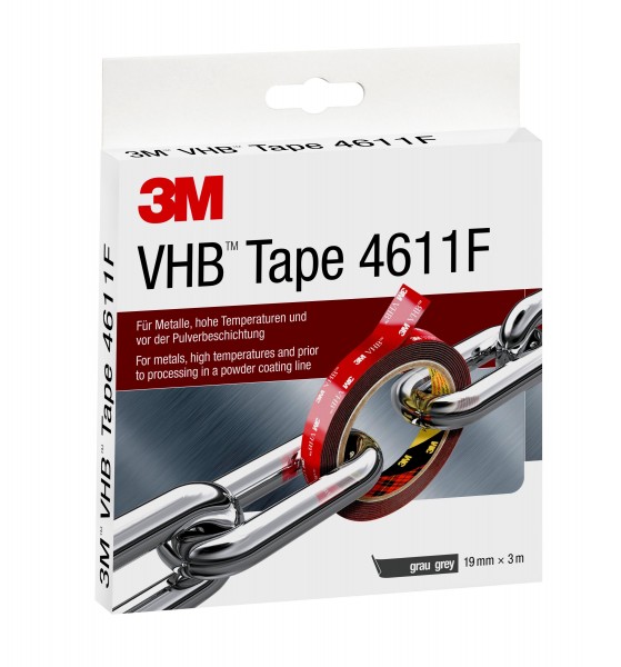 3M™ VHB™ Tape 4611F, Dark Grey, 19 mm x 3 m, 1.1 mm, Short roll