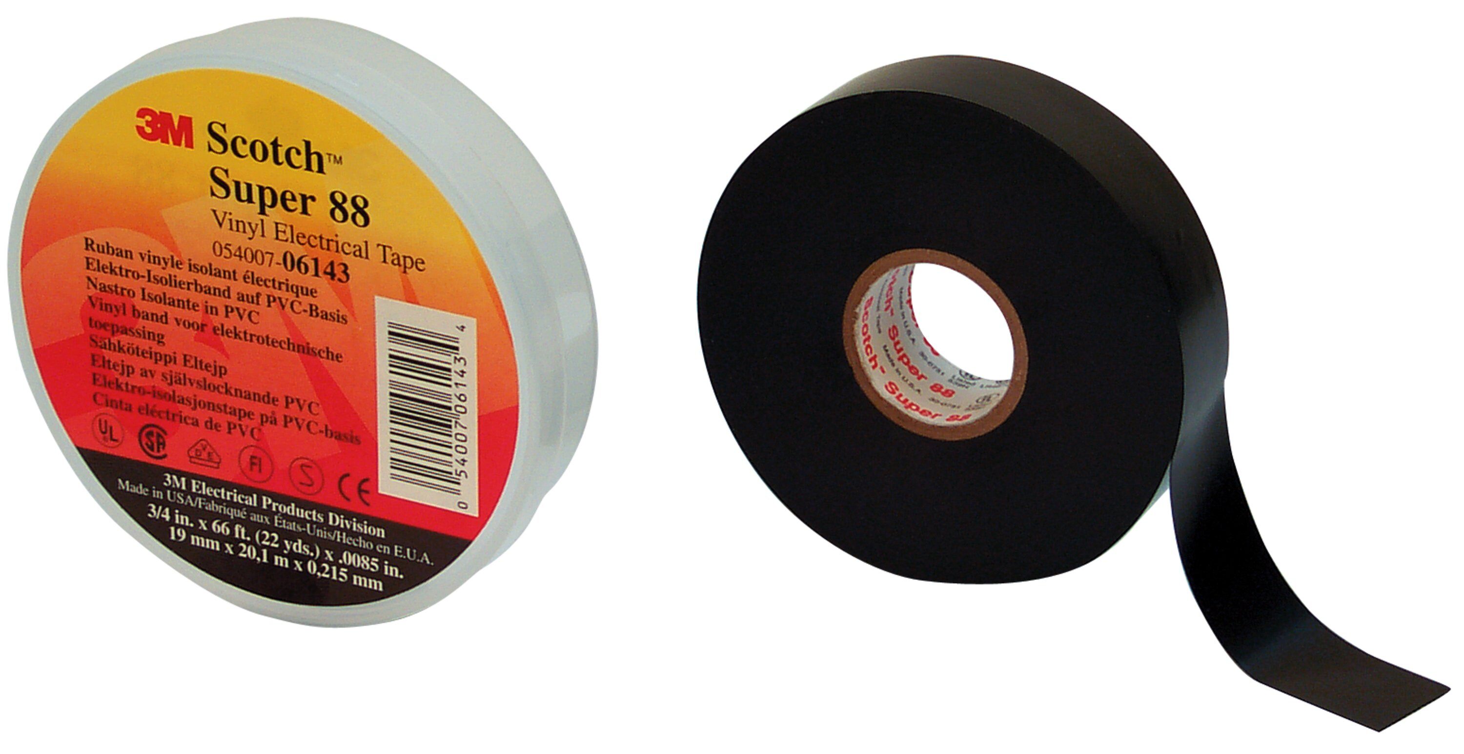 Scotch® Super 88 Vinyl Elektro-Isolierband, Schwarz, 38 mm x 33 m