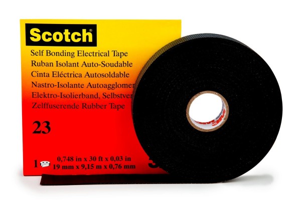 3M Scotch 23 Ethylene-Propylene-Rubber Splicing Tape, Self-Fusing, Black, 19 mm x 9,15 m, 0,76 mm