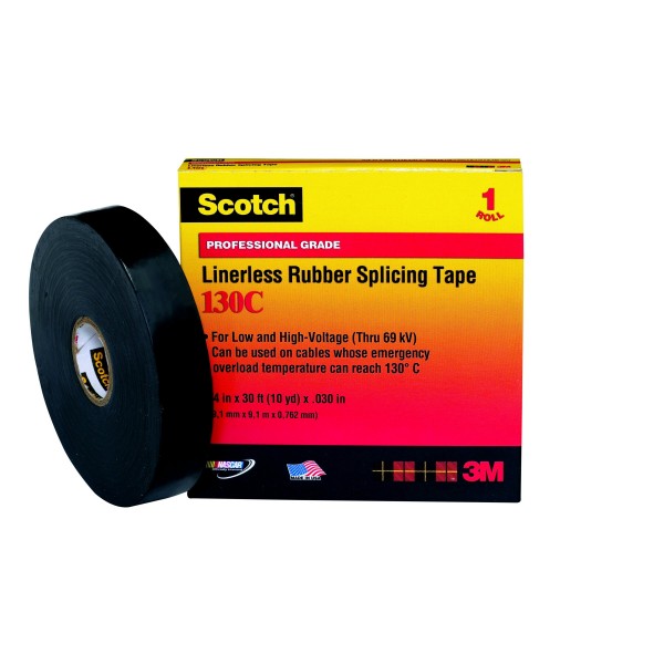 Scotch® Linerless Rubber Splicing Tape 130C-3/4x30FT, 3/4 in x 30 ft (19 mm x 9,1 m), 24 per case