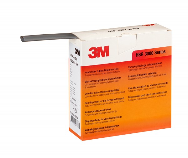 3M™ HSR 3000 Dünnwandiger Warmschrumpfschlauch auf Rolle, Grau, 18/6 mm, 5 m, in Spenderbox